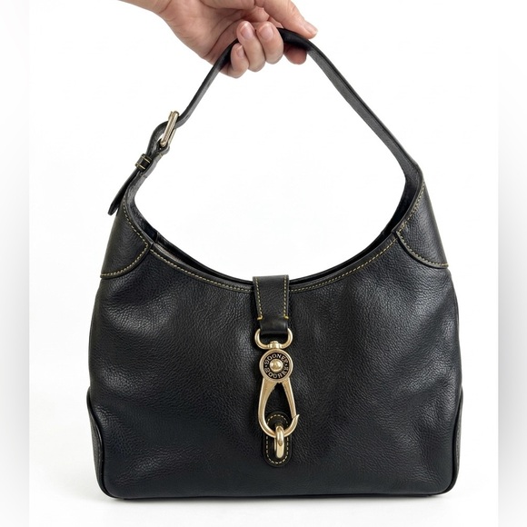 Dooney & Bourke Handbags - Authentic Dooney & Bourke Logo Lock Shoulder Bag in classic black leather